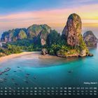 Kalender mit Datum im September, Railey Beach in Thailand, zeigt eine exotische Küstenlandschaft mit Klippen und Booten.