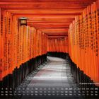 "Fushimi-Inari-Schrein (Kyoto) 9" steht unten. Zu sehen sind viele rote Torii-Tore mit japanischen Schriftzeichen.