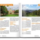 "Highlight-Touren". Links: Kranichstein, Messel. Rechts: Heidelberg, Zollstockbrunnen. Texte beschreiben Wanderwege.