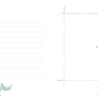 Links: "Und an deinen Papa?" über Linien. Unten grüne Blätter. Rechts: "FOTO" in einem grün umrahmten Feld.