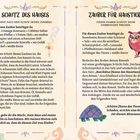 Links: Zauber für Schutz des Hauses. Rechts: Zauber für Haustiere. Benötigte Zutaten und Anleitungen beschrieben.