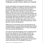 Kapitel 8: Schule? Läuft. (Angeblich.) Über verschollene Hausaufgaben, unsichtbare Prüfungen und die kreative Kunst der Ausrede. Danach folgt Text über die Herausforderungen von Eltern mit Teenagern bezüglich Schulangelegenheiten.