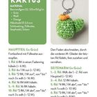 KAUTUS, MATERIAL: Baumwollgarn in Grün, Weiß, Orange. Anleitung für Hauptteil und Seitenarm. Bild: gehäkelter Kaktus-Schlüsselanhänger.