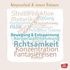 "Bewegung & Entspannung für Kinder." Text in Listenform; Aspekte: intuitive Anwendung, kindgerecht, praktische Hinweise. Unten ein orangefarbenes Logo.