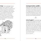 Links: "tourist trap", Definition eines überteuerten Ortes. Comic: Maus vor "MUSEUM OF CHEESE". Rechts: "transportation, public" und "travel agent", weitere Definitionen.