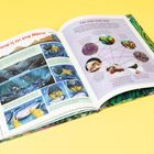 Links: "Everyone Is on the Menu." Rechts: "Tide Pool Food Web" mit Diagramm und Illustrationen von Meereslebewesen.