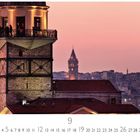 Text: "Maiden Tower", "9", "Casares Edition". Kalenderblatt mit dem Turm im Vordergrund und einer entfernten Stadt.