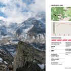 Text links oben: "Simplon-Hospiz - Gspon". Rechts eine Karte mit Route und Höhenprofil. Schwierigkeit: 3 von 5. Strecke: 23 km.