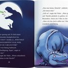 Links steht "GRRROOOAAAR!". Zwei Dinosaurier-Schatten, einer brüllend, rechts sind zwei blaue Dinosaurier, groß und klein.