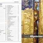 Kartenverzeichnis und Allgemeiner Teil. Links Inhaltsangabe mit Orten in Ägypten, rechts eine ägyptische Statue zwischen goldenen Türen.