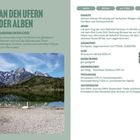 **2 AN DEN UFERN DER ALBEN**  
Rundwanderung mit Blicken ins glasklare Wasser.  
Foto: See mit Bergkulisse, Schwan im Vordergrund.