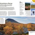 Texte heben "Härjedalens Berge", "Expertentipp Autofahren" und "Tolle Skipisten" hervor. Unter anderem ein bewaldeter Berg.