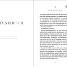 Links steht "ERSTER TEIL". Rechts ist ein nummerierter Textabschnitt mit der Überschrift "DER SCHLUND".