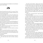 Seitenzahlen: 24, 25. Text: Eine Erzählung über die Eindrücke auf einer Insel, Familie, Unterkunft und persönliche Entscheidungen. Ein florales Symbol trennt Absätze.