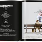 Text links: "FORREST GUMP", Genre: Comedy, Director: Robert Zemeckis. Rechts: Mann auf einer Bank mit Koffer. "Tom Hanks is Forrest Gump".