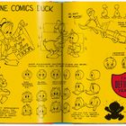 Texte zeigen Anweisungen zum Zeichnen einer Comic-Ente. Zeichnungen von Gesichtsausdrücken und Bewegungen der Ente.