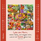 Kalender für Oktober mit blumigen Bildern. Psalm 103,2: "Lobe den Herrn, meine Seele, und vergiss nicht, was er dir Gutes getan hat."