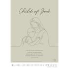 Text: "Child of God" und ein Zitat aus Johannes 1,12. Illustration: Jesus umarmt ein Kind.