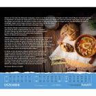 Text oben: Erzählung über Gastfreundschaft, Wunder und Belohnung. Unten: Kalender für Dezember, mit hervorgehobenen Feiertagen. Rechts: „Fette Belohnung“. Rechtes Bild zeigt Suppe und Brot.