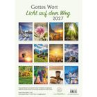 "Gottes Wort Licht auf dem Weg 2027" zeigt 12 Monatsbilder mit Naturmotiven und inspirierenden Bibelversen in einem Kalender.