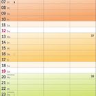 09 2027. Kalender für September. Markanter Tag: 20. Weltkindertag. 23. Herbstanfang. Farbig unterlegt in Regenbogenverlauf.