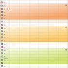 Kalenderblatt September 2027, Wochenbeginn Montag, bunt von oben nach unten, Datum und Wochentage sichtbar.