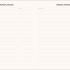 Zwei Spalten: "Reiseplanung". Links "Ziel", "Datum". Rechts "Nicht vergessen". Linierte Flächen für Notizen.