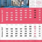 Kalender für September bis November 2027, Feiertage markiert. Bild zeigt Innenraum mit blauen Kacheln und Verzierungen.