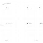 Januar, Montag 4, Dienstag 5, Mittwoch 6 (Heilige Drei Könige), Donnerstag 7, Freitag 8, Samstag 9, Sonntag 10, To-dos. Woche 1.