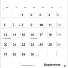 Kalender für September: Feiertage sind Weltkindertag und Herbstanfang. Wochen mit Montag bis Sonntag markiert.