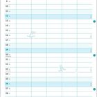 Kalender: September. "Die geduldige Sphinx", "Der kleine Fisch". Illustration: Katzen, eine betrachtet ein Fischglas.