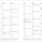 Jahresplaner für 2028: Monate Januar bis Juni, enthält Feiertage wie Neujahr, Ostern, Pfingsten und Muttertag, aufgelistet nach Datum.