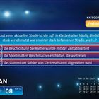 Frage zur Studienluftverschmutzung in Kletterhallen. Optionen: A) Wände, B) Matten, C) Sohlen. Kategorie: Freizeit. Datum: 8. Jan.