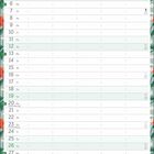 Kalenderblatt für September, dekoriert mit roten Blumen und grünen Blättern. Feiertage: Weltkindertag am 20. und Herbstanfang am 23.