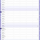 Kalenderblatt für September mit Wochentagen Mo-So, Feiertage und Notizfeld. Gestreifter, lilafarbener Rand mit weißen Punkten.