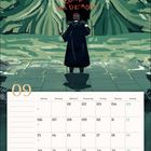Text: "I AM LORD VOLDEMORT", "09", "SEPTEMBER". Illustration: Person vor großem Gesicht mit offenem Mund, Kalenderdarstellung unten.