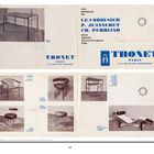 „THONET PARIS 14-16, BOULEVARD POISSONNIÈRE“ in Blau, Möbel von Le Corbusier, P. Jeanneret, Ch. Perriand. Möbelabbildungen.