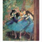 9. Kalenderzahlen unten. Illustration: Balletttänzerinnen in blauen Kleidern, die sich auf einer Bühne vorbereiten.