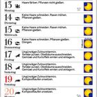 Kalender für September 2027 mit täglich wechselnden Empfehlungen wie "Haare schneiden", "Pflanzen gießen" und Symbolen für Mondphasen.