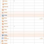 Kalenderseite mit September 2027, Wochentagen, Zahlen und blau-orangenem Blumenmuster oben und unten.