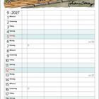 Comic mit zwei Giraffen: "Wieso gehst du eigentlich noch in die Schule, als Hochbegabte?" - "Es wird immer Lehrer geben, die von mir was lernen können...". Darunter ein Kalender für September 2027.