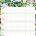 September 2027 Kalenderblatt mit Illustrationen von Bäumen, einem Elefanten, einem Karussell und einem Fahrrad im Wasserfarbenstil.