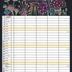 Text: "September, 9 - 2021"
Illustration: Bunte Pilze oben, Kalender unten.