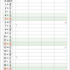 Kalenderblatt September 2027. Oben eine malerische Strandpromenade mit Palmen im Sonnenuntergang.