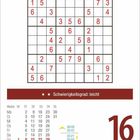 ★ ★ Schwierigkeitsgrad: leicht; 16 Montag | AUGUST; Kalenderblatt mit Sudoku-Gitter oben.