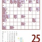 Ein Kreuzworträtsel mit Hinweisen wie "blass-roter Farbton" und "bayerische Stadt an der Isar". Unten Kalender mit Datum: 25. August.