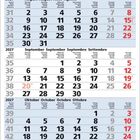 Kalender für August bis Oktober 2027. Wochen und Tage sind in mehreren Sprachen aufgeführt. Feiertage sind rot markiert.