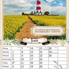Der Leuchtturm gibt die Richtung vor, durchs Rapsfeld geht’s - in vollem Flor! Juni. Kalender mit Leuchtturm und Rapsfeld.