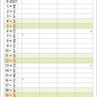 Kalender für September 2027. Zwei Kätzchen in Schalen mit der Aufschrift "Je t'aime" und "Jolie".