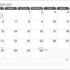 Kalender für September 2027 mit Wochentagen und Notizbereich. Feiertag: 20. und 30. September.